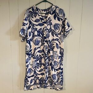 H&M White Dress with Blue Floral Print